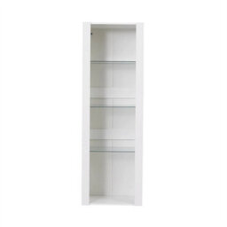 White Matt Body & White High Gloss Fronts Tall Cabinet Bookcase Display Shelf Unit