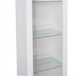 White Matt Body & White High Gloss Fronts Tall Cabinet Bookcase Display Shelf Unit - thumbnail 3
