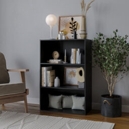 Urbn-Living Urbnliving 90Cm Height Wide 3 Tier Book Shelf Deep Bookcase Storage Cabinet Display Colour Black Dining Living Room - thumbnail 3