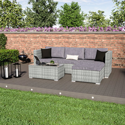 Lassic Garden Vida Hampton Grey 4 Seater Corner Rattan Garden Outdoor Ukfr Bistro Set - image 1