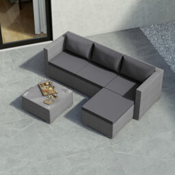Lassic Garden Vida Hampton Grey 4 Seater Corner Rattan Garden Outdoor Ukfr Bistro Set - thumbnail 4