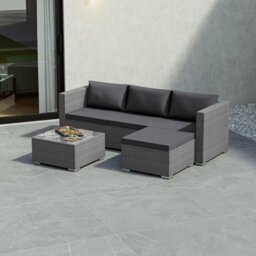 Lassic Garden Vida Hampton Grey 4 Seater Corner Rattan Garden Outdoor Ukfr Bistro Set - thumbnail 3