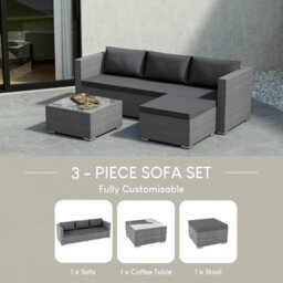 Lassic Garden Vida Hampton Grey 4 Seater Corner Rattan Garden Outdoor Ukfr Bistro Set - thumbnail 6