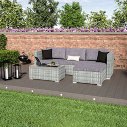 Lassic Garden Vida Hampton Grey 4 Seater Corner Rattan Garden Outdoor Ukfr Bistro Set - thumbnail 1