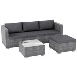 Lassic Garden Vida Hampton Grey 4 Seater Corner Rattan Garden Outdoor Ukfr Bistro Set - thumbnail 8