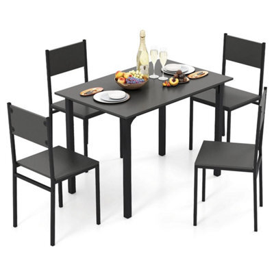 5 Piece Dining Set For 4 Rectangular Wood Table With 4 Chairs Metal Frame - image 1