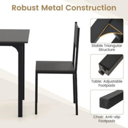 5 Piece Dining Set For 4 Rectangular Wood Table With 4 Chairs Metal Frame - thumbnail 6