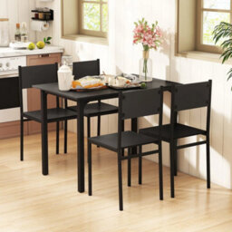 5 Piece Dining Set For 4 Rectangular Wood Table With 4 Chairs Metal Frame - thumbnail 3