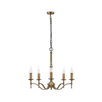 Luminosa Lighting Luminosa Stanford 5 Light Multi Arm Ceiling Pendant Chandelier Antique Brass, E14 - image 1