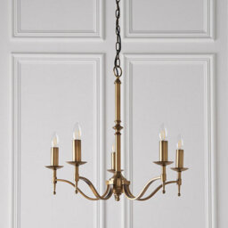 Luminosa Lighting Luminosa Stanford 5 Light Multi Arm Ceiling Pendant Chandelier Antique Brass, E14 - thumbnail 4