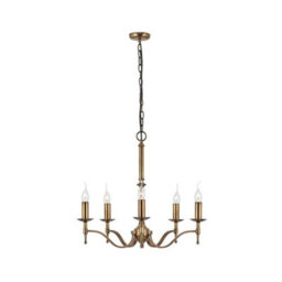 Luminosa Lighting Luminosa Stanford 5 Light Multi Arm Ceiling Pendant Chandelier Antique Brass, E14 - thumbnail 1