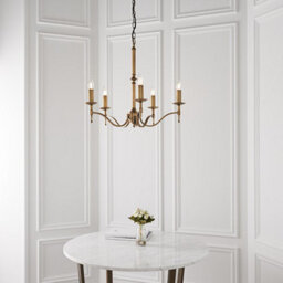 Luminosa Lighting Luminosa Stanford 5 Light Multi Arm Ceiling Pendant Chandelier Antique Brass, E14 - thumbnail 2