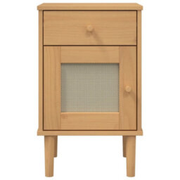 Berkfield Bedside Cabinet Senja Rattan Look Brown 40X35X65 Cm Solid Wood Pine - thumbnail 6