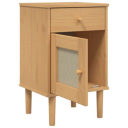 Berkfield Bedside Cabinet Senja Rattan Look Brown 40X35X65 Cm Solid Wood Pine - thumbnail 5