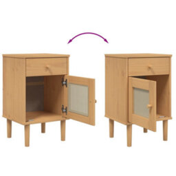 Berkfield Bedside Cabinet Senja Rattan Look Brown 40X35X65 Cm Solid Wood Pine - thumbnail 9