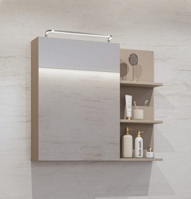 Arte Irvine 20 Bathroom Cabinet W780mm H710mm D180mm - Congo & Black With Mirrored Door And Sleek Design - image 1