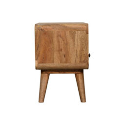 Artisan Furniture Solid Wood Mini Curved Oak-Ish Media Unit, 2 Drawers & 1 Open Slot, Beige - thumbnail 9