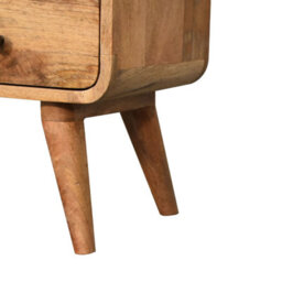 Artisan Furniture Solid Wood Mini Curved Oak-Ish Media Unit, 2 Drawers & 1 Open Slot, Beige - thumbnail 8
