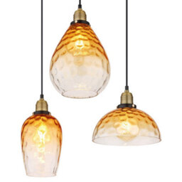 Luminosa Lighting Luminosa Salvy Cluster Pendant Ceiling Light Matt Black Amber Glass Shade 6X E27 - thumbnail 4