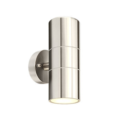 Shopnbits Outdoor Wall Light Silver Stainless Steel Up Down Lamp Ip65 Waterproof With Warm White Gu10 Bulbs Included - image 1