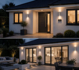 Shopnbits Outdoor Wall Light Silver Stainless Steel Up Down Lamp Ip65 Waterproof With Warm White Gu10 Bulbs Included - thumbnail 3