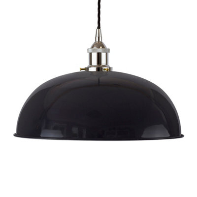 Navy Blue Worcester Painted Dome Pendant Light With Nickel Lamp Holder And Black Twisted Cable - Se Home - image 1