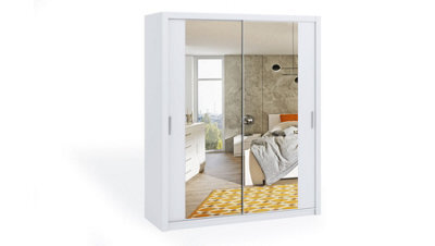 Arte Bono Sliding Door Wardrobe With Mirrors - Elevate Your Bedroom's Elegance In White Matt - W1800mm X H2150mm X D620mm - image 1