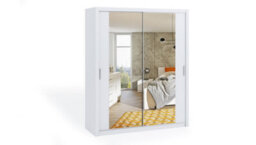 Arte Bono Sliding Door Wardrobe With Mirrors - Elevate Your Bedroom's Elegance In White Matt - W1800mm X H2150mm X D620mm - thumbnail 1