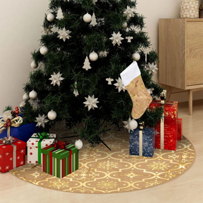 Walplus Luxury Christmas Tree Skirt With Sock Yellow 150 Cm Fabric - image 1