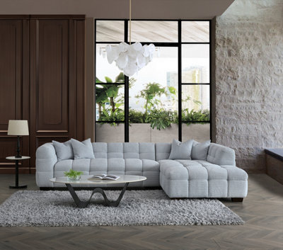 Stratus Interiors Aluxo Tribeca Bubble Teddy Boucle Sofa Corner - Pearl - image 1