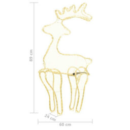 Berkfield Durable Reindeer Christmas Decoration With Mesh 306 Leds 60X24X89Cm - thumbnail 7
