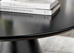 Furniturebox Palma Round Black Coffee Table With Pedestal Pillar Base And Semi-Matte Finish For Modern Minimalist Industrial Look - thumbnail 4