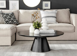 Furniturebox Palma Round Black Coffee Table With Pedestal Pillar Base And Semi-Matte Finish For Modern Minimalist Industrial Look - thumbnail 5