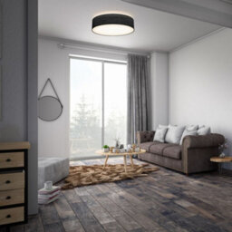 B.k.licht Bulb Socket E27 Black Fabric Shade Ceiling Lamp (Dia)38Cm - thumbnail 6