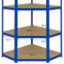 MonsterShop Racking Shelving Unit Corner Metal Shelves Garage Storage 1 Bay 90Cm X 45Cm X 180Cm Boltless - thumbnail 5