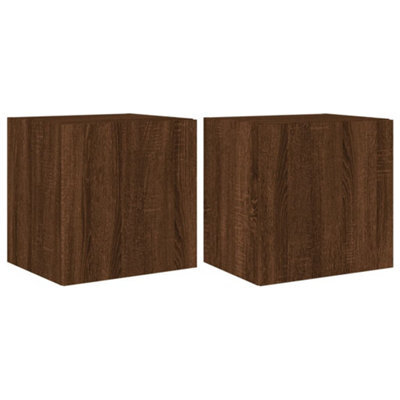 Berkfield Durable Tv Wall Cabinets With Led Lights 2 Pcs Brown Oak 40.5X35X40 Cm - image 1