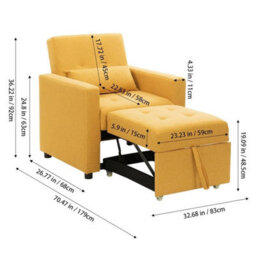 Pull Out Single Sofa Bed, With 3-Speed Adjustable Back - thumbnail 2