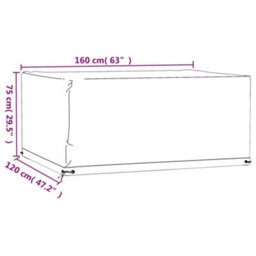 Vidaxl Garden Furniture Cover 8 Eyelets 160X120X75 Cm Rectangular Garden Furniture Covers - thumbnail 9