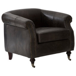 Orsina Grey Leather Winged Armchair,wingback Ocassional Chair,accent Chair,upholstered Chair With Stud Detail - thumbnail 6