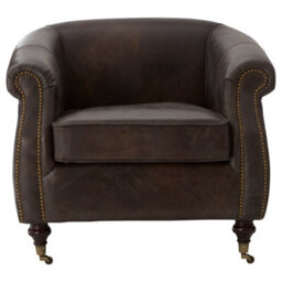 Orsina Grey Leather Winged Armchair,wingback Ocassional Chair,accent Chair,upholstered Chair With Stud Detail - thumbnail 3