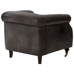 Orsina Grey Leather Winged Armchair,wingback Ocassional Chair,accent Chair,upholstered Chair With Stud Detail - thumbnail 5