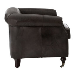 Orsina Grey Leather Winged Armchair,wingback Ocassional Chair,accent Chair,upholstered Chair With Stud Detail - thumbnail 4