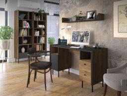 Arte Prestigo Modern Desk - Sleek Office Furniture In Oak Walnut & Black Matt, H790mm W1350mm D550mm - thumbnail 3