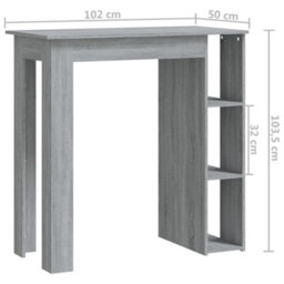 Berkfield Bar Table With Shelf Grey Sonoma 102X50X103.5 Cm Engineered Wood - thumbnail 7