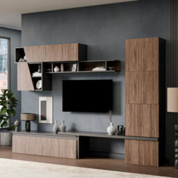 Decorotika Reims  Moduler Modern Tv Unit Wall Mount Customizable Layout Black Alina - thumbnail 3