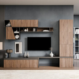 Decorotika Reims  Moduler Modern Tv Unit Wall Mount Customizable Layout Black Alina - thumbnail 1