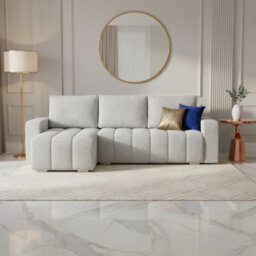Abrielle Light Grey Reversible Corner Sofa Bed Pull Out Guest Bed With Built In Storage Compartment - thumbnail 1