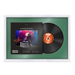 "AK Frames 25X17"" White Step Vinyl Record Frame With Emerald Mount For 12 Inch Lp Cover & Disc - Overlapped Design"