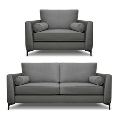 Modern Home Zara 3 Seater And Lovechair Set Steel - image 1