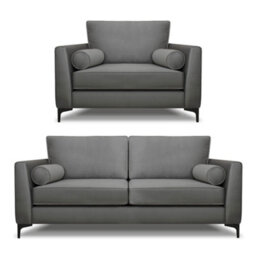 Modern Home Zara 3 Seater And Lovechair Set Steel - thumbnail 1